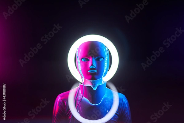 Fototapeta Portrait of futuristic robot. Concept of future technology.