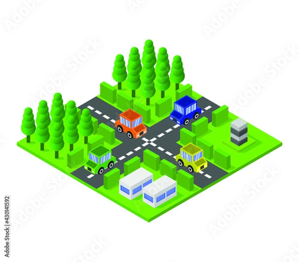Fototapeta Isometric road junction