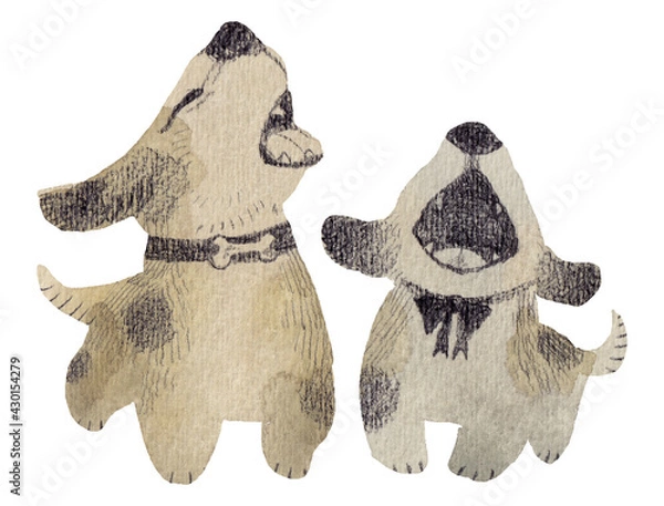 Obraz 遠吠えをする子犬の兄弟