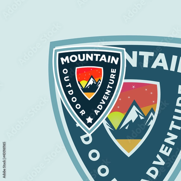 Fototapeta Set of logo, badges, banners, emblem for mountain, hiking, camping, expedition and outdoor adventure. Exploring nature