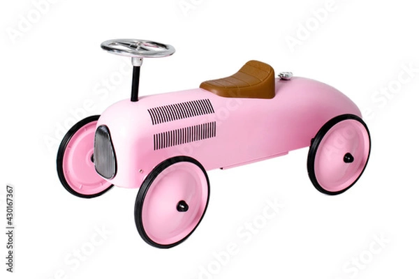 Obraz Children's toy car isolated on white background. Educational toys for preschool and kindergarten children