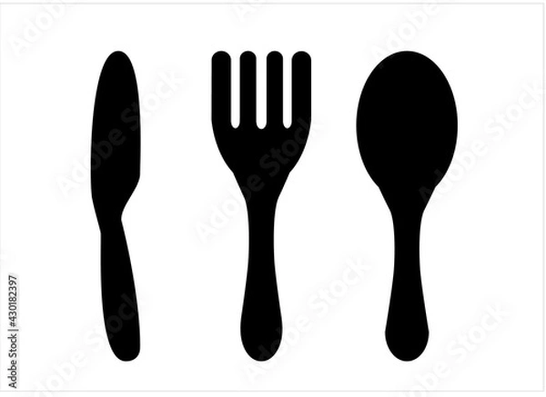 Fototapeta Spoon, fork and knife. Vector illustration