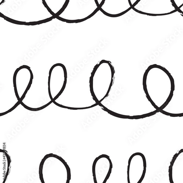 Fototapeta Seamless pattern with loops, squiggles textured. Vector background