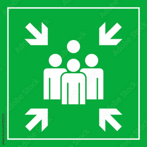 Fototapeta Fire Assembly Point emergency sign. Clipart image isolated on white background