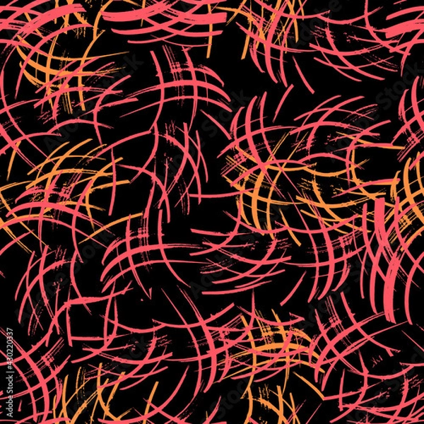 Fototapeta abstract seamless vector pattern chaotic curved lines of different colors on contrasting background