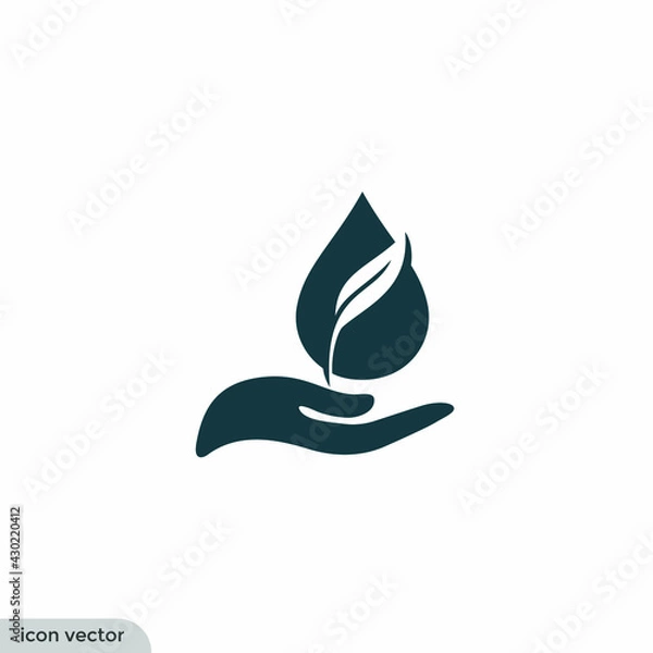 Obraz hand and leaf icon save nature symbol 
