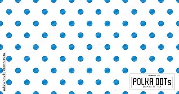Fototapeta Dots pattern vector. Polka dot background. Blue and white polka dots abstract background. Dot pattern print. Panorama view. Vector illustration
