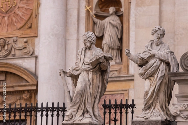 Obraz Fence with statues of the apostles. Made in 1772 by David Geel from Pinchow limestone. Heavily damaged due to acid rain.