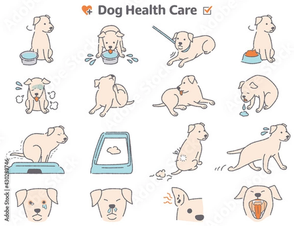 Obraz 	犬の体調症状イラストセット