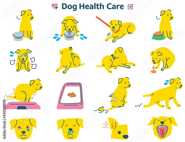Obraz 犬の体調症状イラストセット