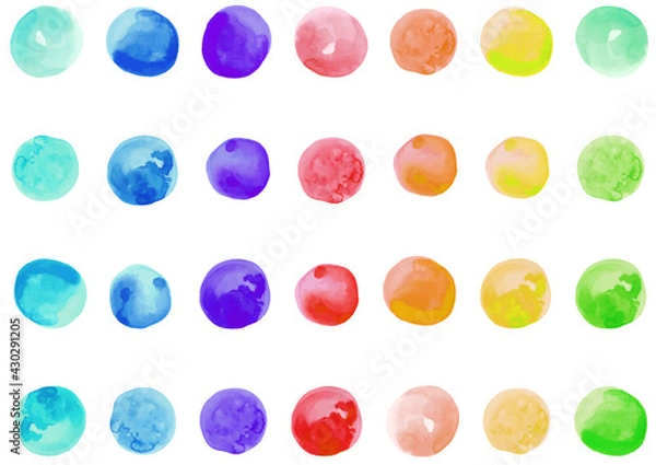 Obraz 水彩画水玉のカラフル背景