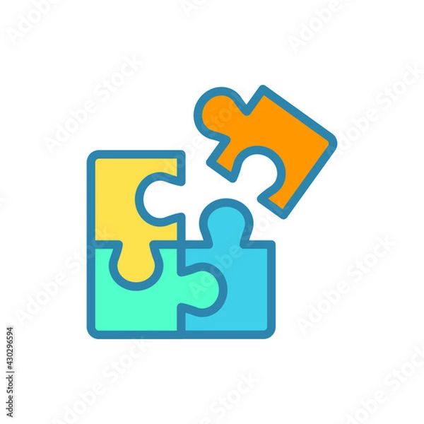 Obraz Puzzle icon. Simple filled outline style. Jigsaw symbol, pictogram, single, piece, business, teamwork logo concept design. Vector illustration isolated on white background. EPS 10.