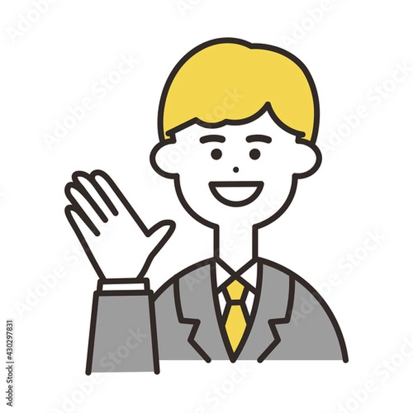 Fototapeta ビジネスマン　案内　上半身　イエローカラー