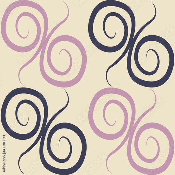 Fototapeta Seamless texture, pattern on a square background - colored curls. Abstraction.