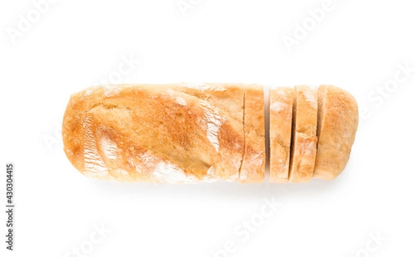 Obraz Fresh cut bread on white background