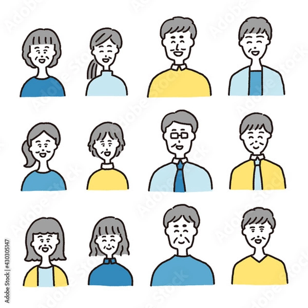 Fototapeta 笑っている年配の男性と女性のセット　バストアップ