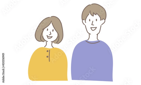 Obraz 若い夫婦のシンプルなイラスト