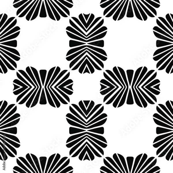 Fototapeta Geometric vector pattern with triangular elements. Seamless abstract ornament for wallpapers and backgrounds. Black and white colors.