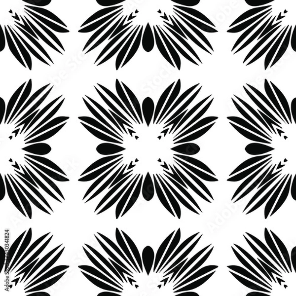 Fototapeta Geometric vector pattern with triangular elements. Seamless abstract ornament for wallpapers and backgrounds. Black and white colors.