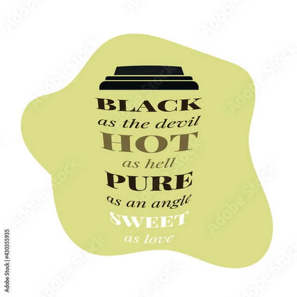 Fototapeta Trendy lettering on a coffee paper cup. Vector illustration on a black font. Isolated. Lettering for styling cafes and coffee shops. 