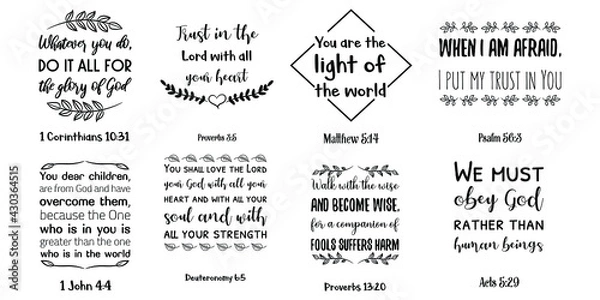 Fototapeta Set of Bible verses. Christian Quotes and Scripture sayings 

