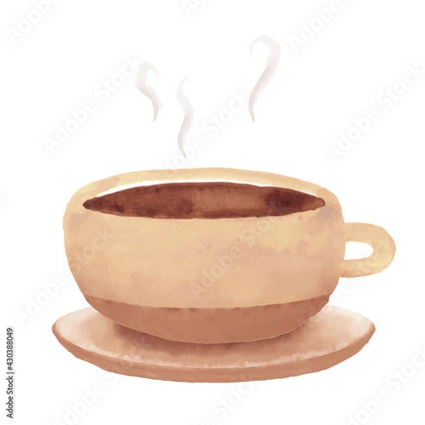 Obraz コーヒーカップ　手描き水彩イラスト