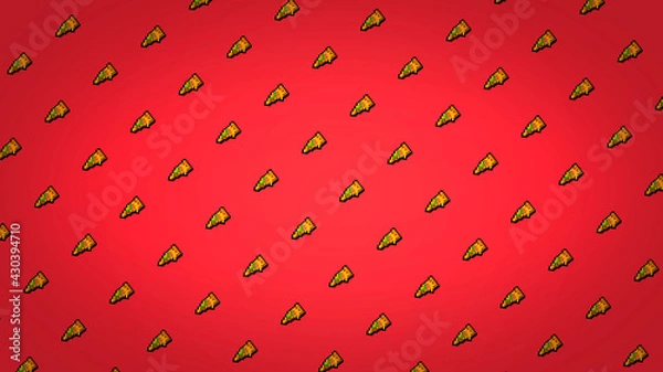 Fototapeta Red pixel pizza slice background