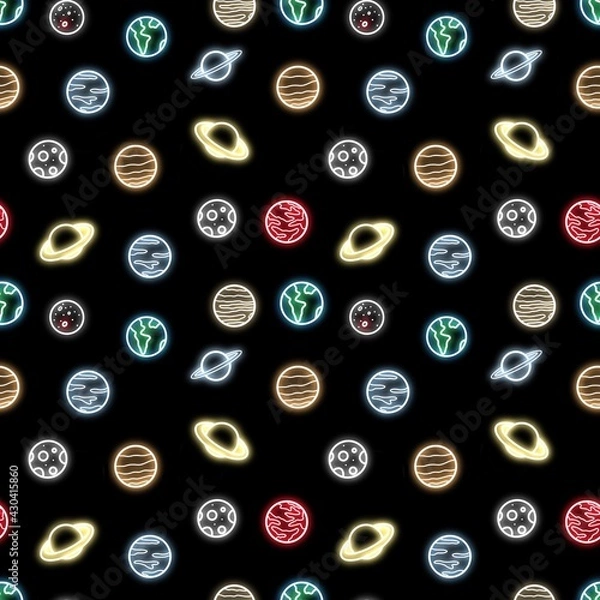 Obraz Seamless pattern with planets 