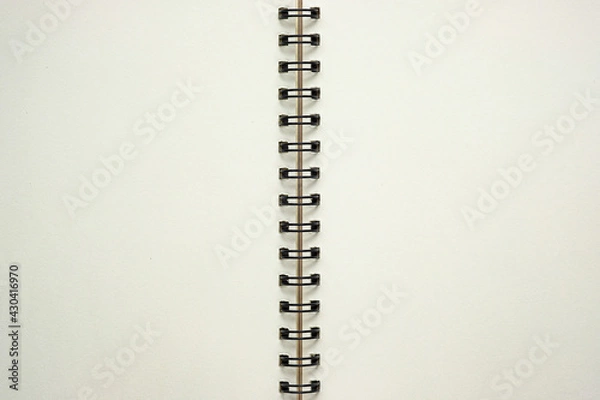 Fototapeta Top view, open blank spiral notebook, copy space for your text.