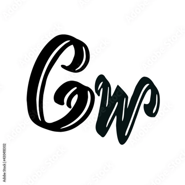 Obraz Cw initial handwritten logo for identity