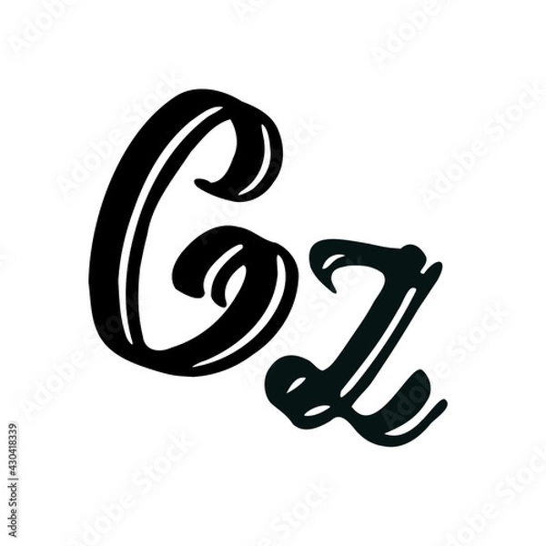 Obraz Cz initial handwritten logo for identity