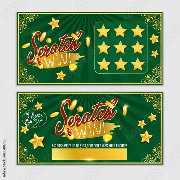 Fototapeta Scratch tickets. Vector templates. Luck