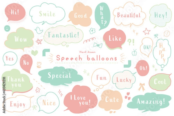 Obraz シンプルでポップなカラフル手描き吹き出し