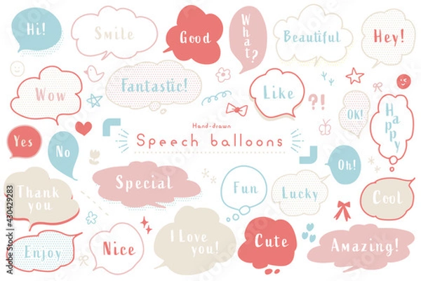 Obraz シンプルでポップなカラフル手描き吹き出し