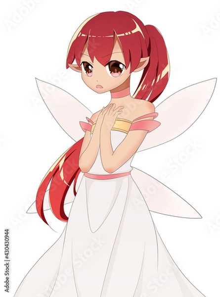 Fototapeta 妖精のイラスト　赤　怒る