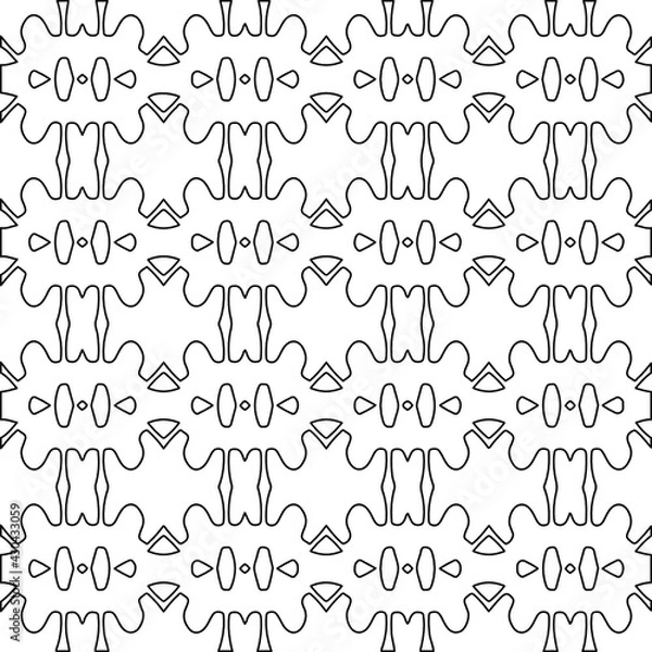 Fototapeta  Geometric vector pattern with triangular elements. Seamless abstract ornament for wallpapers and backgrounds. Black and white colors.