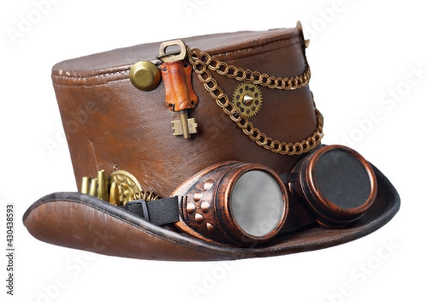 Fototapeta Man Steampunk Hat Izolowany