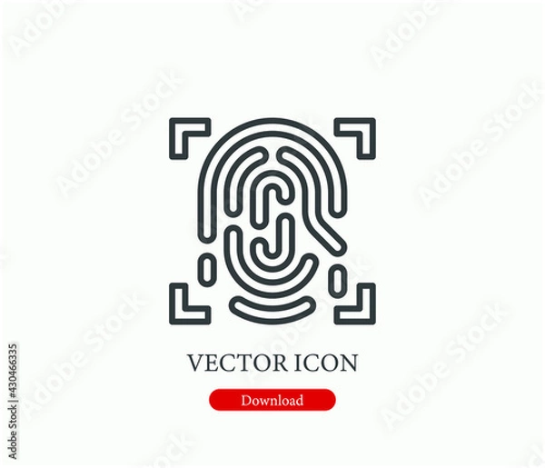 Fototapeta Fingerprint vector icon.  Editable stroke. Linear style sign for use on web design and mobile apps, logo. Symbol illustration. Pixel vector graphics - Vector