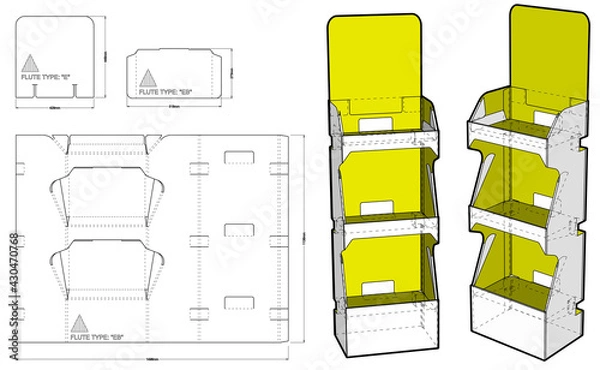 Obraz Box for Display Stand and Die-cut Pattern.