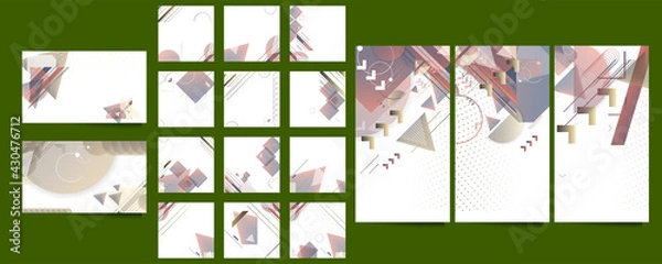 Fototapeta Poster colors design art painting contemporary new style templates set invitations to lines abstract background for book cover texture brochure. Vector eps10 stock