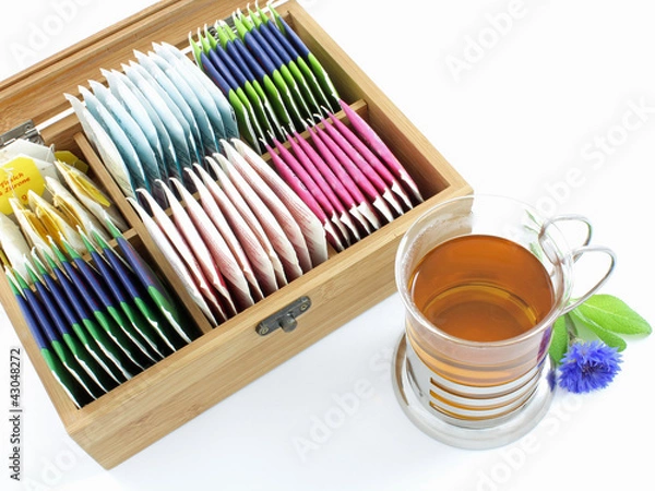 Fototapeta Tasse Tee mit Teebox