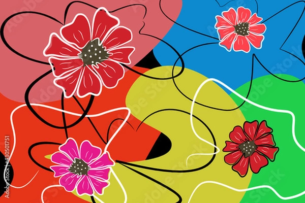 Fototapeta Vintage colorful floral pattern as abstract background in vector pattern.