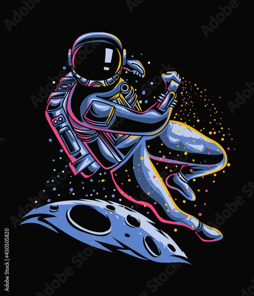 Fototapeta Astrounaut journey in space illustration