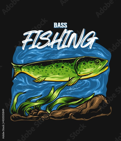 Fototapeta Bass Fishing illustration 