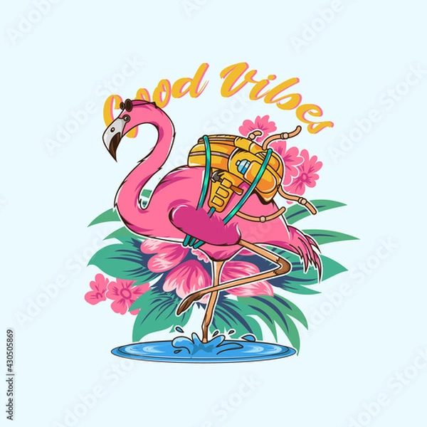 Fototapeta Flamingo good vibes illustration