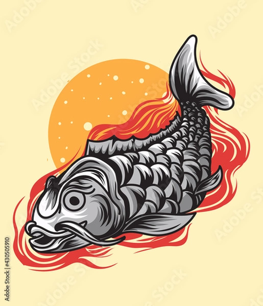 Fototapeta Koi japanese style illustration