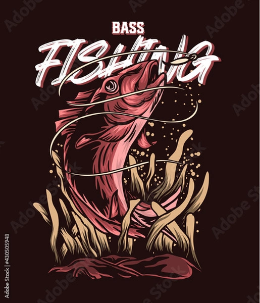 Fototapeta Red Bass fishing illustration