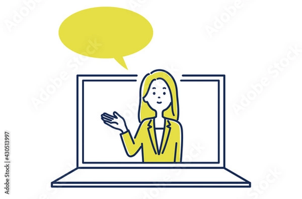 Fototapeta オンラインで会話する女性のイラスト素材