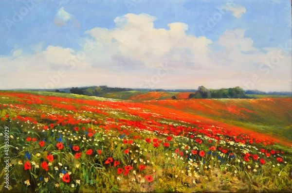 Obraz Летний луг с цветущими маками