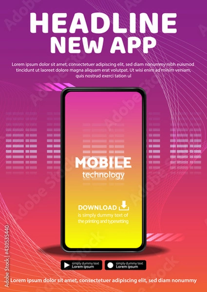 Obraz tecno app flyer poster background design illustration vector 05